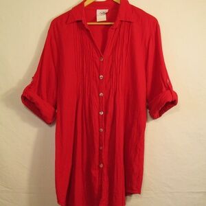 Dunes Women's Red Button Down Shirt